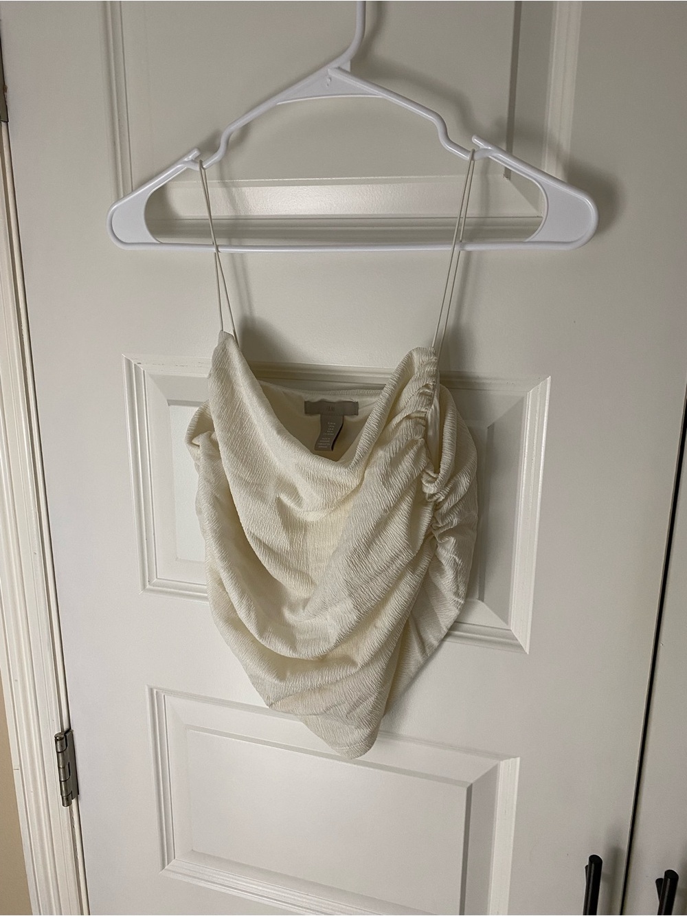 H&M Cream Draped Cowl Neck Tank Top